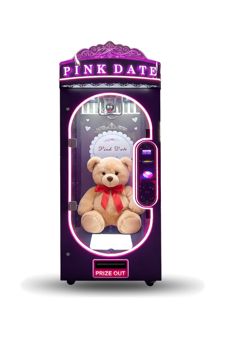 Pink Date Scissors Machine with Banknote and Coin Acceptance