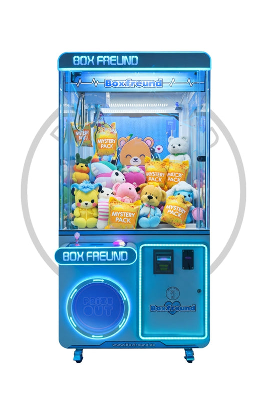 Greifautomat Greifer Claw Machine mit Trostpreis mit Münz - und Scheinwurf - BoxfreundSpielautomatenGreifautomat Greifer Claw Machine Trosptreis mit Münz - und Scheinwurf