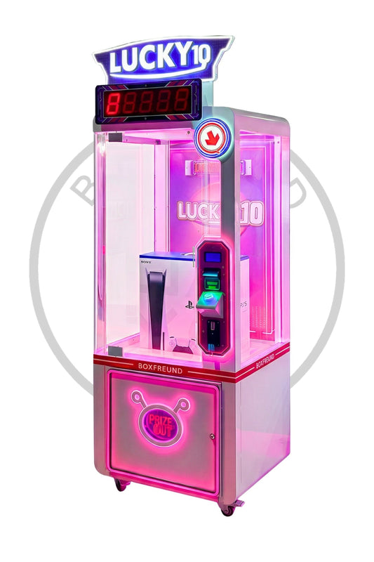 Lucky Time / Lucky 10 – Timing - Spielautomat mit Trostpreisfunktion - BoxfreundSpielautomatenLucky Time Lucky10 Unterhaltungsautomat mit Scheinwurf - und Münzwurf mit Trostpreisfunktion – Ansicht 2