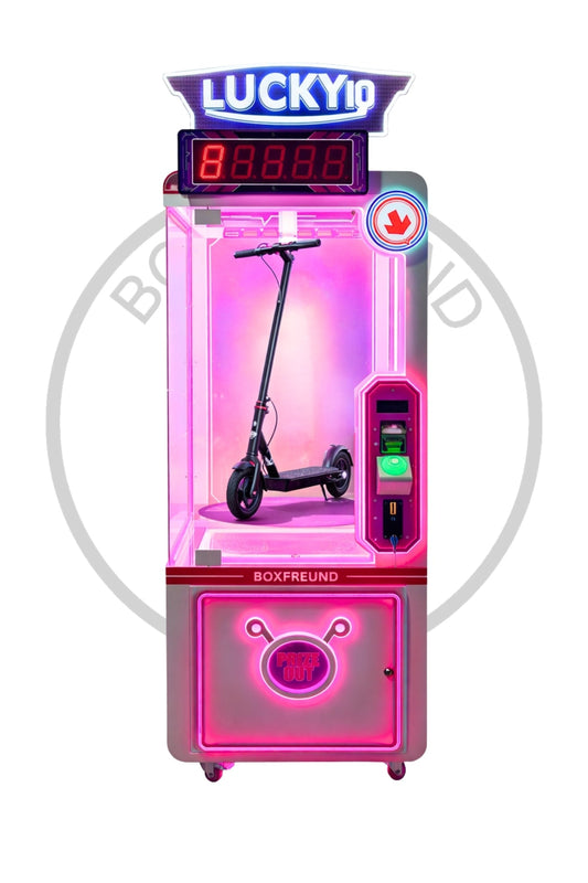 Lucky Time / Lucky 10 – Timing - Spielautomat mit Trostpreisfunktion - BoxfreundSpielautomatenLucky Time Lucky10 Unterhaltungsautomat mit Scheinwurf - und Münzwurf mit Trostpreisfunktion