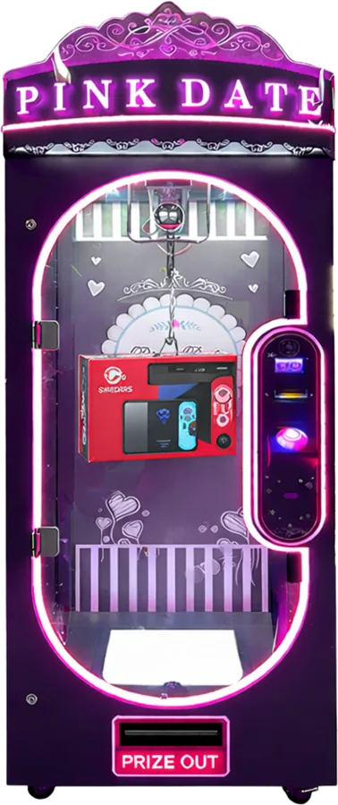 Pink Date Scissors Machine with Banknote and Coin Acceptance